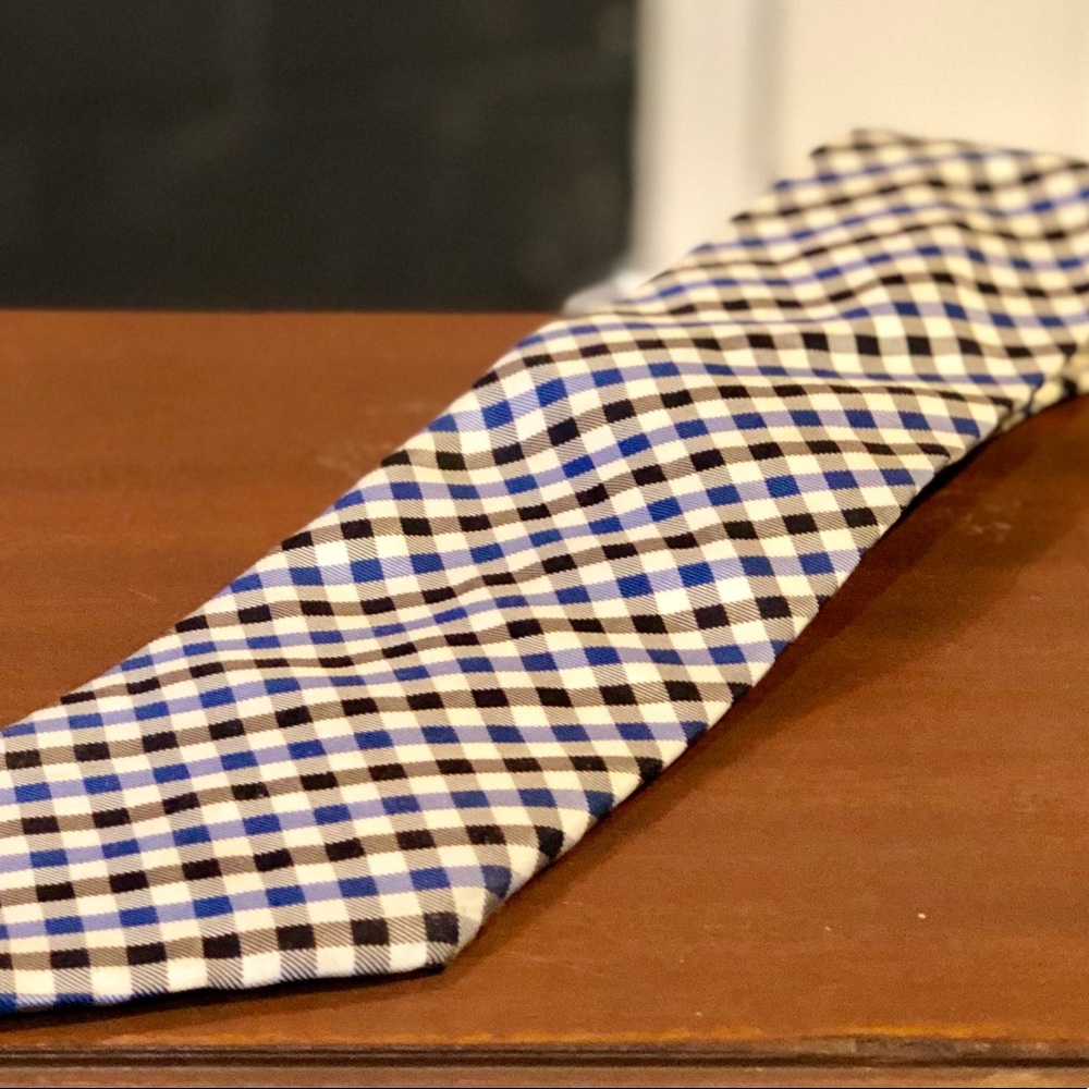 Brooks Brothers Check Tie Navy White Blue